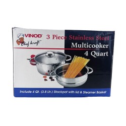 3pcs. 4qt.Steamer Set - 2Ltrs./ 20cms.