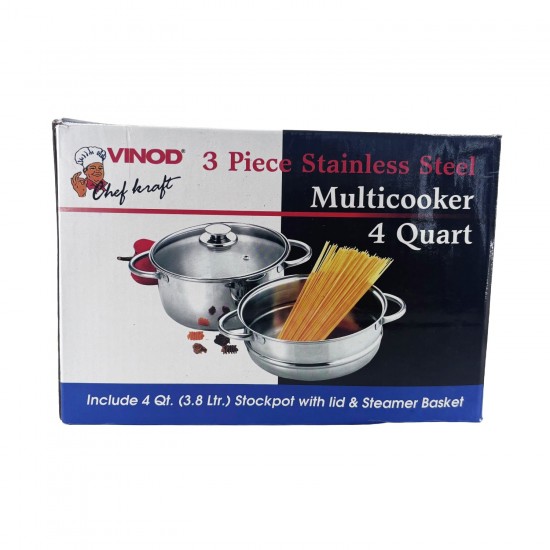3pcs. 4qt.Steamer Set - 2Ltrs./ 20cms.
