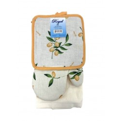 3pc Set (Oven Mitt, Kitchen Towel, Pot Holder; K/I 554)