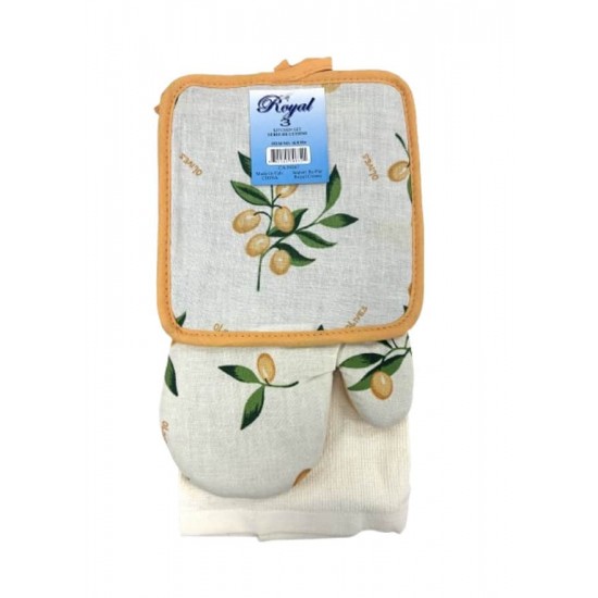3pc Set (Oven Mitt, Kitchen Towel, Pot Holder; K/I 554) 3pc Set (Oven Mitt, Kitchen Towel, Pot Holder; K/I 554)