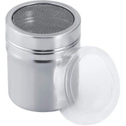 S/S SUGAR / SPICE SHAKER WITH MESH METAL LID AND PLASTIC COVER.
