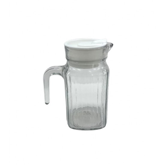 Glass Jug 745 ml with white lid (PWCR-745), 24/C Glass Jug 745 ml with white lid (PWCR-745), 24/C