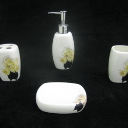 Yellow Rose Ceramic Bathroom Set,12/C M/4