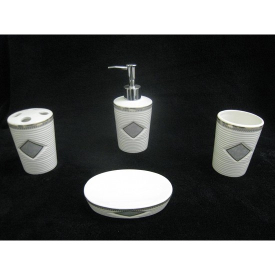 Green Diamond Ceramic Bathroom Set,12/C M/4