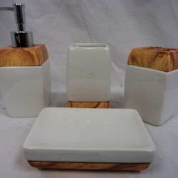 Brown Wooden Lining Bathroom Set,12/C M/4