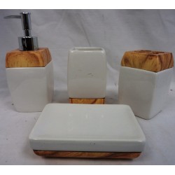 Brown Wooden Lining Bathroom Set,12/C M/4