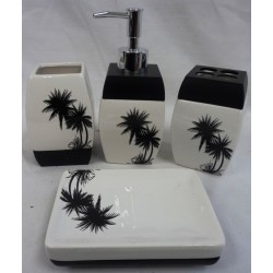 Black Palm Tree Ceramic Bathroom Set,12/C M/4