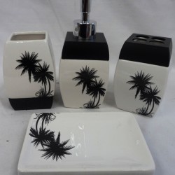 Black Palm Tree Ceramic Bathroom Set,12/C M/4