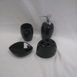 4 Pc. Ceramic Bathroom Set (Black),12/C M/4