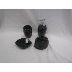 4 Pc. Ceramic Bathroom Set (Black),12/C M/4