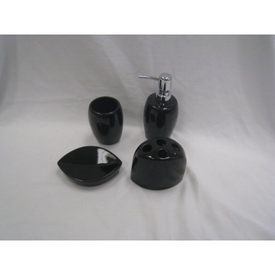 4 Pc. Ceramic Bathroom Set (Black),12/C M/4