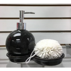 Black Soap Dispensor with plate & small sponge