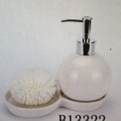 White Soap Dispensor with plate & small sponge