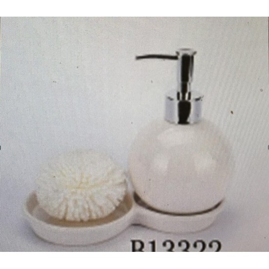 White Soap Dispensor with plate & small sponge