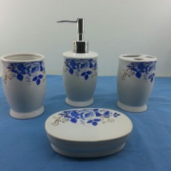 New Blue Rose Ceramic Bathroom Set 12/C M/4