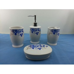 New Blue Rose Ceramic Bathroom Set 12/C M/4