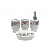 New Pink Rose Ceramic Bathroom Set,12/C M/4