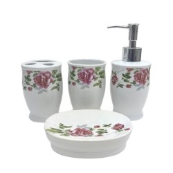 New Pink Rose Ceramic Bathroom Set,12/C M/4