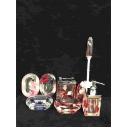 4Pc. Oil Bathroom Set With Petals (Assorted),12/C