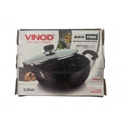 Hard Anod. Deep Kadai w/lid 22x8cm, 3.25mm, Black Pearl