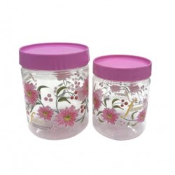 2pc. Round Cannisters (Printed) - Easy Pet  900 / 1500ml