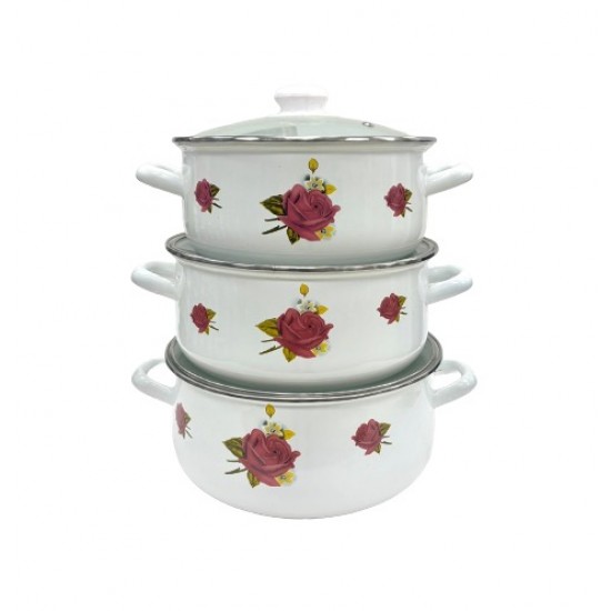 6pc Enamel Cookware Set - (Purple)-4/C 6pc Enamel Cookware Set - (Purple)-4/C