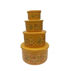 4pc. Container - Plastic, ROUND - Coloured