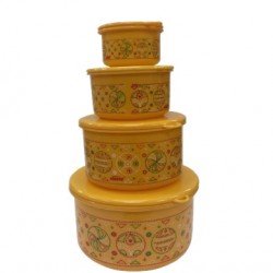 4pc. Container - Plastic, ROUND - Coloured