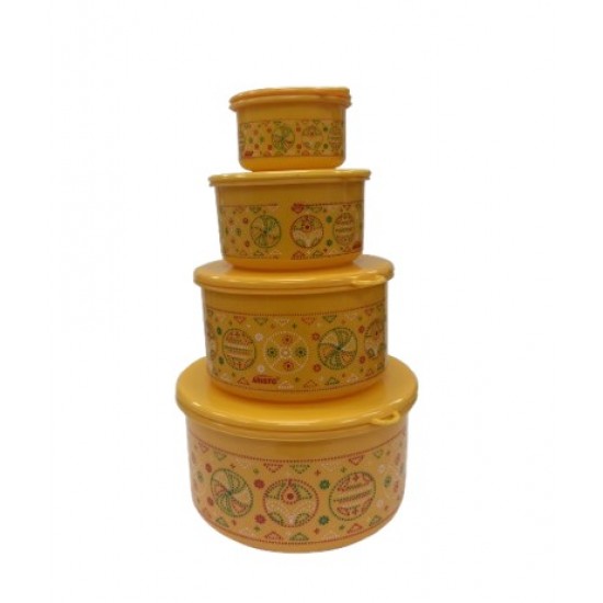 4pc. Container - Plastic, ROUND - Coloured