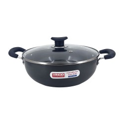 Hard Anod. Deep Kadai w/lid 24x9cm, 3.25mm, Black Pearl  3.1Ltrs.