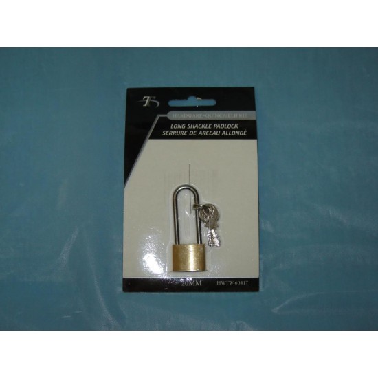 20mm Brass Padlock (Long Shackle),600/C M/50 20mm Brass Padlock (Long Shackle),600/C M/50