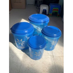 Indian 4 Pcs Plastic Storage Container Blue & Purple 3, 5,7,10L