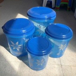 Indian 4 Pcs Plastic Storage Container Blue & Purple 3, 5,7,10L