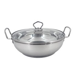WOK w/Glass Lid, Encapsulated, Stain.Steel 24cm / 2.8Ltrs