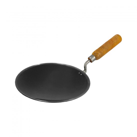 Iron Concave Tawa w/Wooden Handle 11"  