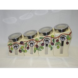 4pc. Olive Canister Set with Magnetic Spoon,4/c