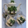 5pc Palm Tree Tea Kettle Set with Rack,6/C M/2