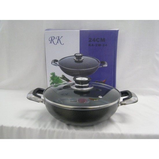 Non Stick Cooking Wok 24cm w/cover and 2 ears,10/C 