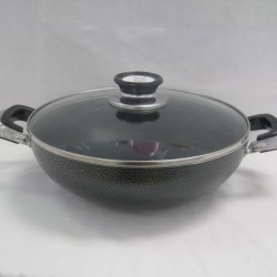 Non Stick Cooking Wok 26cm w/cover and 2 ears,6/C 
