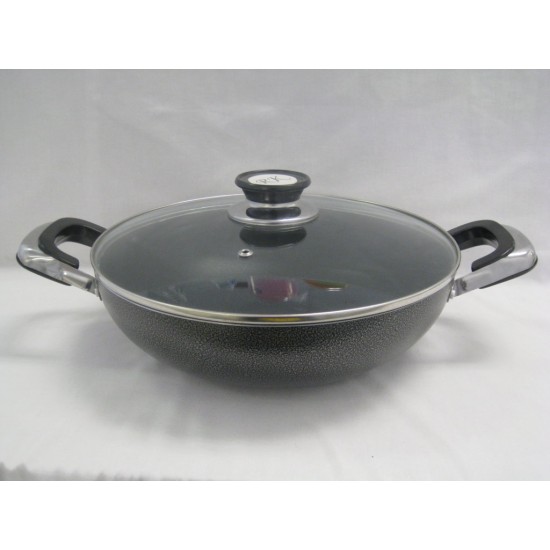 Non Stick Cooking Wok 28cm w/cover and 2 ears,6/C 