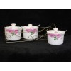 3pc Jam Jar w/ Spoon and Stand (A) Small pink Rose 24/C M/6