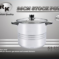 S/S Stock Pot with Glass Lid (26cm) 4/C