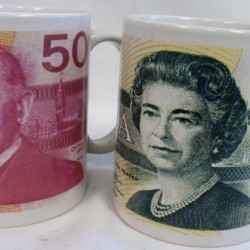Deluxe Canada Mugs with Dollar Bills Design