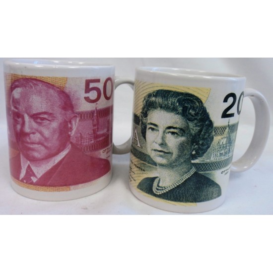 Deluxe Canada Mugs with Dollar Bills Design