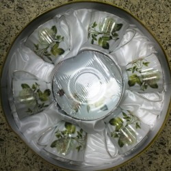 Deluxe 12 Pc. Cup and Saucer (Green Rose),8/C