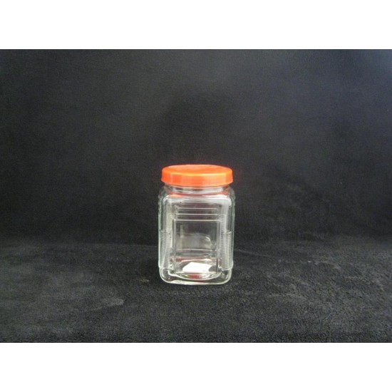 600ml Jar with Red Lid (Rectangle)-24/case