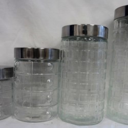 4pc Glass Jar Set in Box--1L-1.5L-2L & 2.5L (Circle Design)