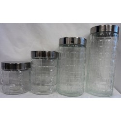 4pc Glass Jar Set in Box--1L-1.5L-2L & 2.5L (Circle Design)