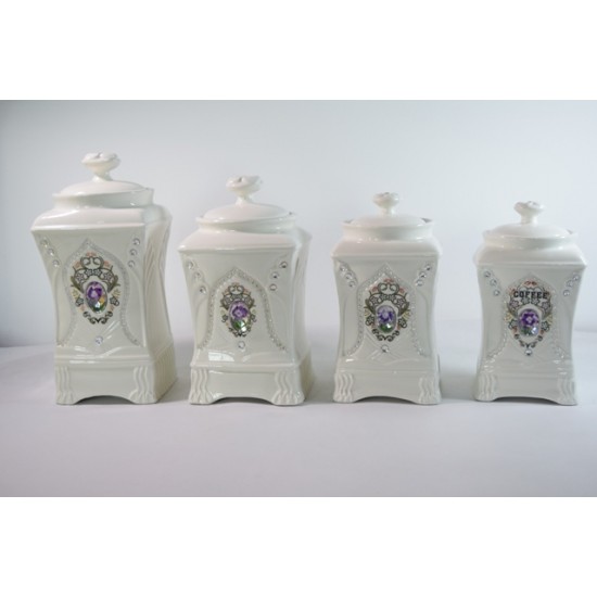 4 pc Stone Canister Set-Purple 