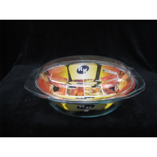 3L Oval Glass Casserole Dish W/Cover,4/C